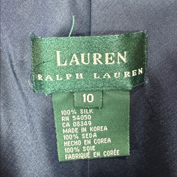 Lauren Ralph Lauren vintage silk‎ Navy and White Floral asymetric Dress - Picture 6 of 10